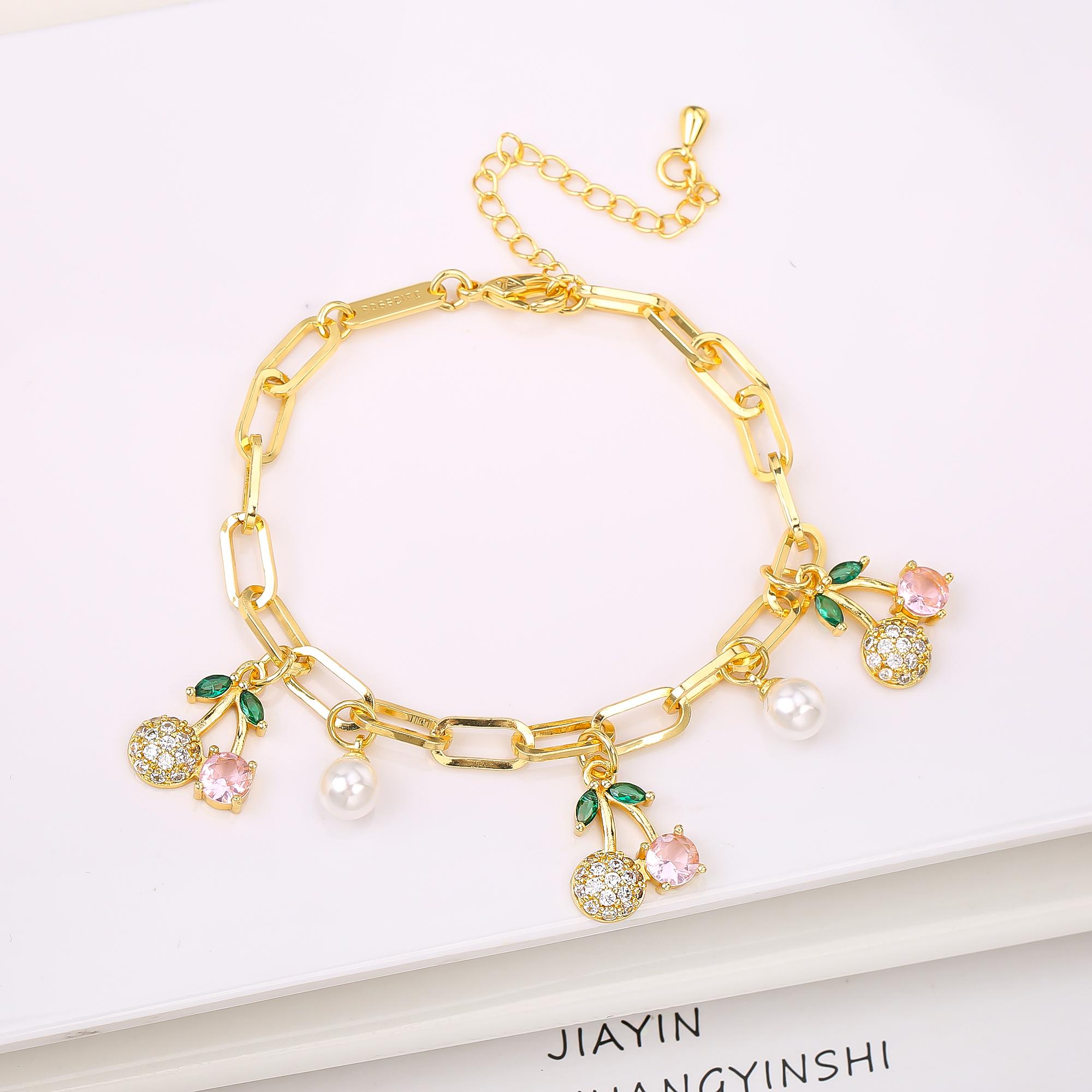 17 Colors Gold Plated Fruit Cherry Crystal Zirconia Adjustable Pearl Bracelet Luxury for Women Girls Casual Daily Party Zircon
17 Colors Gold Plated Fruit Cherry Crystal Zirconia Adjustable Pearl Bracelet Luxury for Women Girls Casual Daily Party Zircon