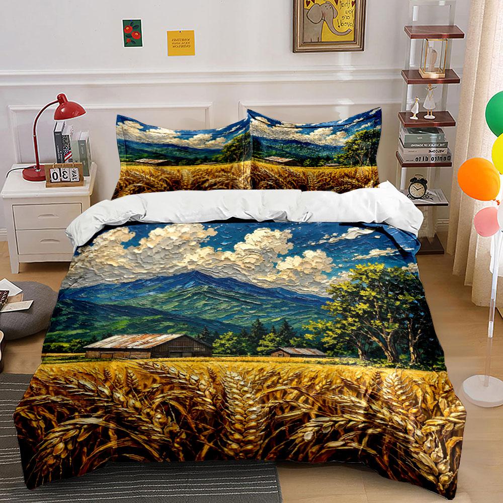 Mountain landscape golden wheat. Bedding sets Duvet cover sets Duvet covers Pillowcases(1 * Duvet Cover 2 * Pillowcases, without duvet insert) 135x200cm
Mountain landscape golden wheat. Bedding sets Duvet cover sets Duvet covers Pillowcases(1 * Duvet Cover 2 * Pillowcases, without duvet insert) 135x200cm