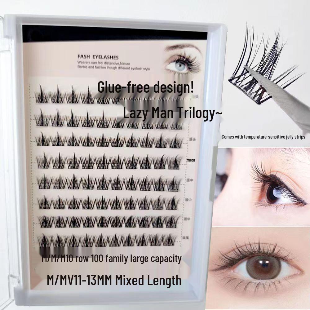 Glue-Free Self-Adhesive Natural False Eyelashes - Lazy Three-Step Cat Sprite Style with Small Segmented Clusters Lashes + Glue + Tweezers
Glue-Free Self-Adhesive Natural False Eyelashes - Lazy Three-Step Cat Sprite Style with Small Segmented Clusters Lashes + Glue + Tweezers