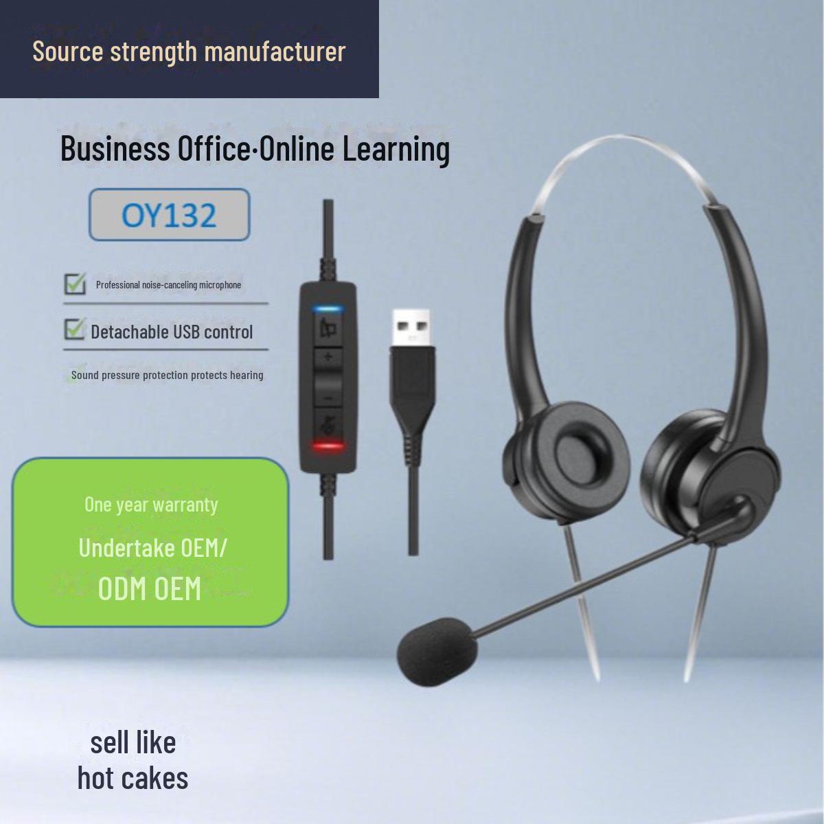USB Wired Headset for Customer Service and Music - Compatible with Mobile Phones and Computers
USB Wired Headset for Customer Service and Music - Compatible with Mobile Phones and Computers