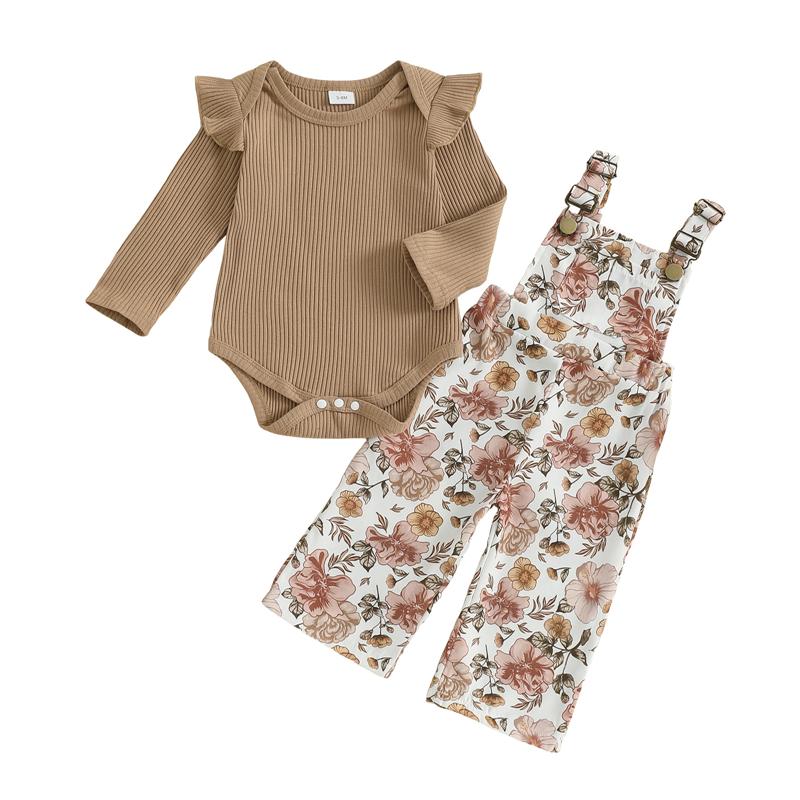Autumn Fashion Newborn Baby Girls Clothing Set Solid Color Long Sleeve Ribbed Romper with Floral Print Overalls 2Pcs Outfit 3M коричневый
Autumn Fashion Newborn Baby Girls Clothing Set Solid Color Long Sleeve Ribbed Romper with Floral Print Overalls 2Pcs Outfit 3M коричневый