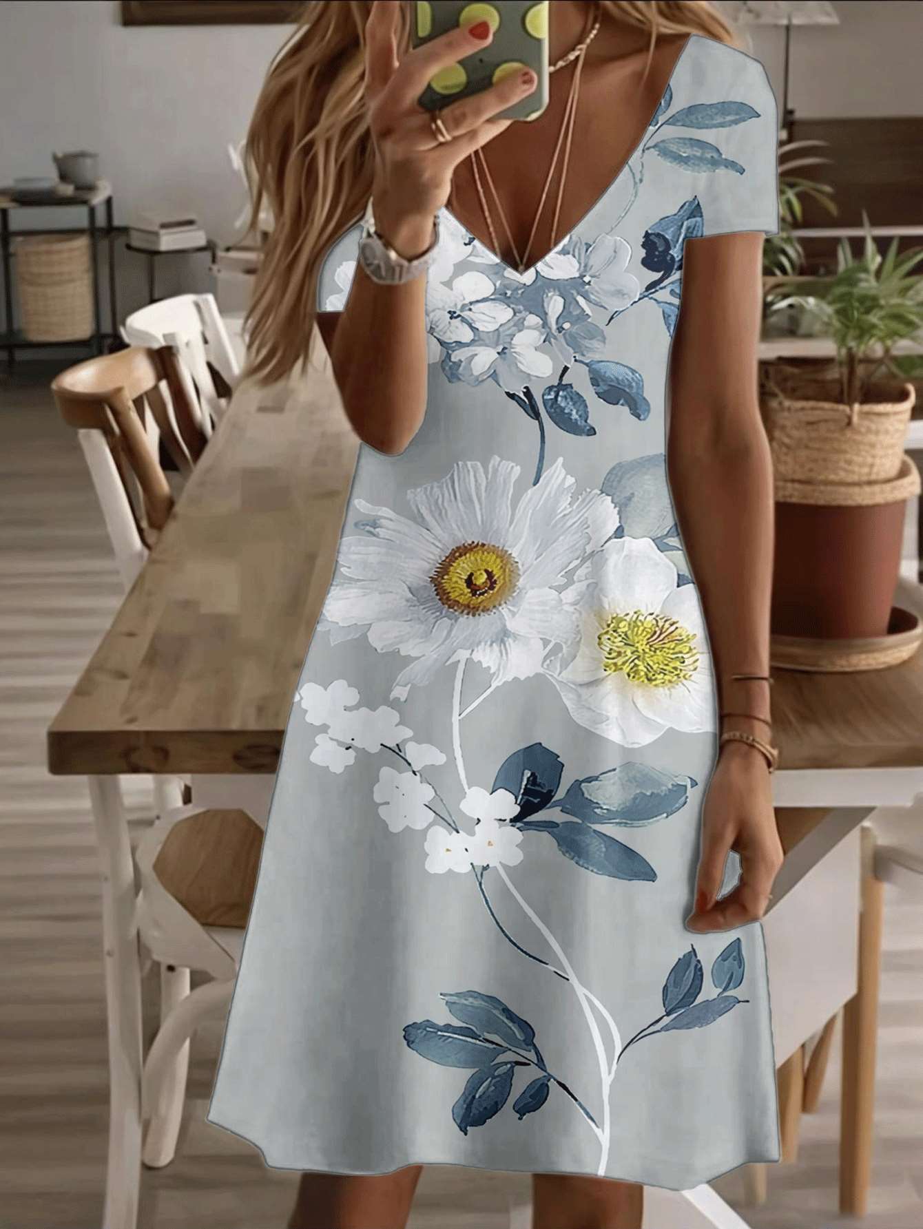 Vneck shortsleeve midi dress floral daisy print pattern 3D highquality printing durable casual fashion elegant summer style soft fabric breathable com 8XL дубильна кора
Vneck shortsleeve midi dress floral daisy print pattern 3D highquality printing durable casual fashion elegant summer style soft fabric breathable com 8XL дубильна кора