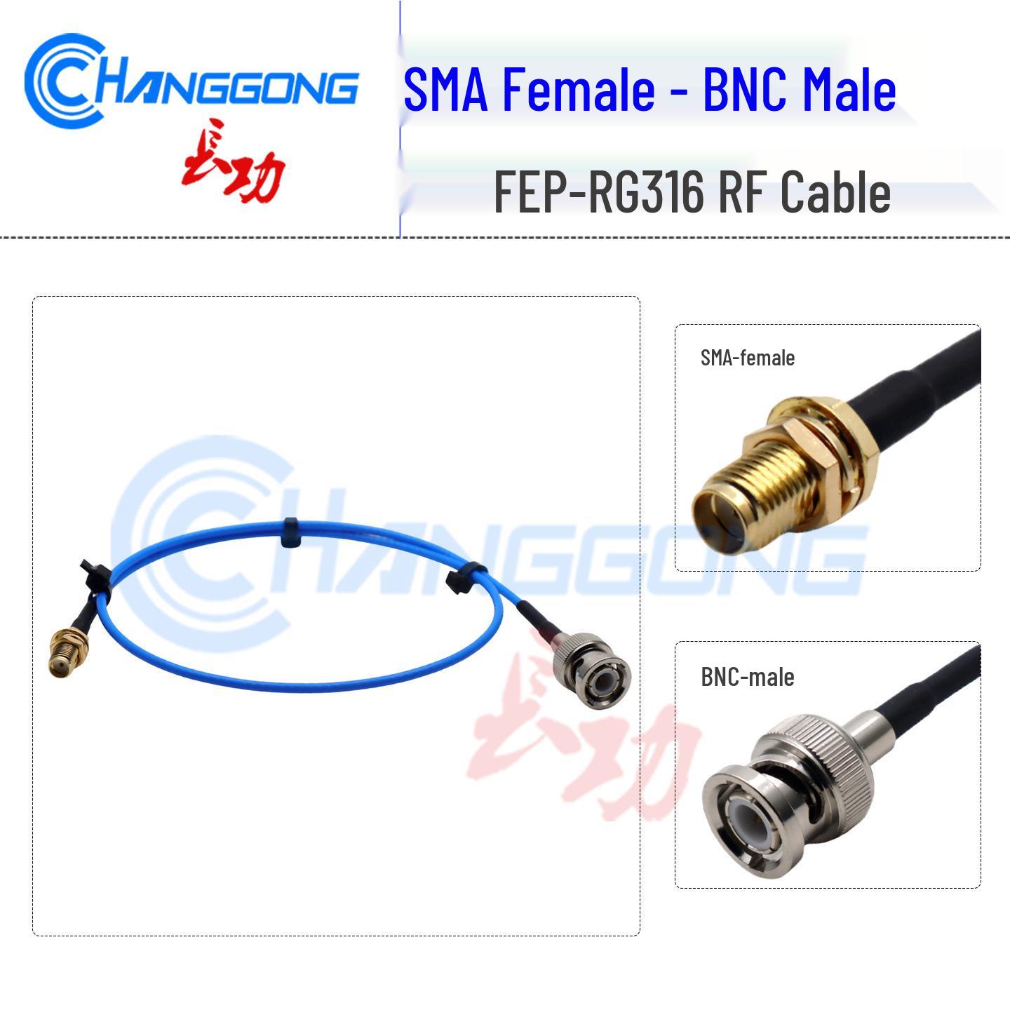 50 Ohm Silver-Plated RF Cable SMA Female to BNC Male, Blue FEP-RG316 Connector 10cm SMA-KY to BNC-J
50 Ohm Silver-Plated RF Cable SMA Female to BNC Male, Blue FEP-RG316 Connector 10cm SMA-KY to BNC-J