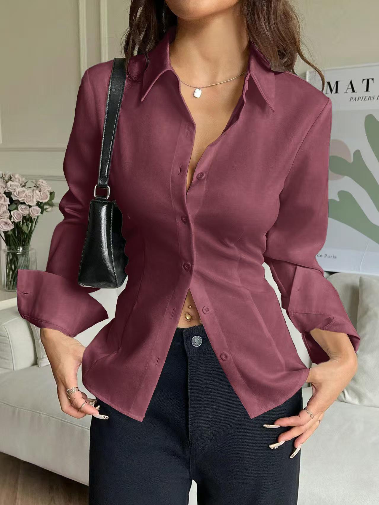 High-End Slim Fit Waist-Hugging Irregular Chic Shirt Large вино красного
High-End Slim Fit Waist-Hugging Irregular Chic Shirt Large вино красного