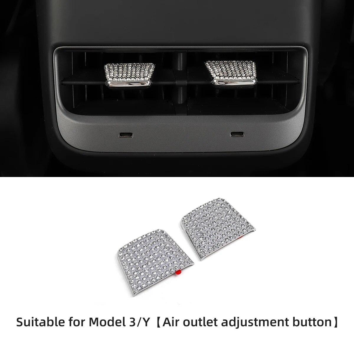 Для Tesla Model 3 ModelY Роскошная Алмазная нашивка Автомобильный руль Центральный контрольный держатель для чашки Воздуховыпускное отверстие Внутренняя наклейка M3Y-DELX04