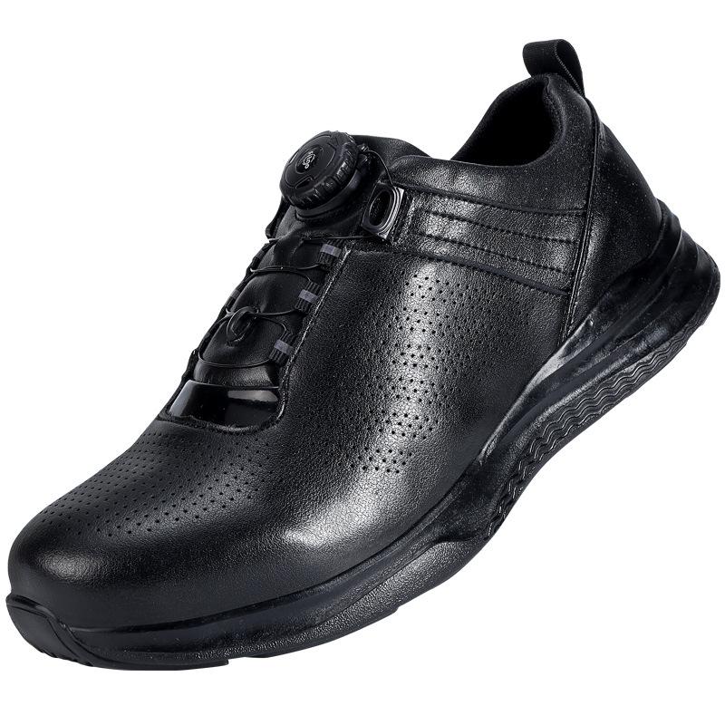 Сверхлегкие черные низкие повседневные кроссовки, мужские беговые кроссовки с одной педалью на шнуровке, водонепроницаемая обувь из коровьей кожи для улицы, дышащая рабочая обувь 36 чёрный