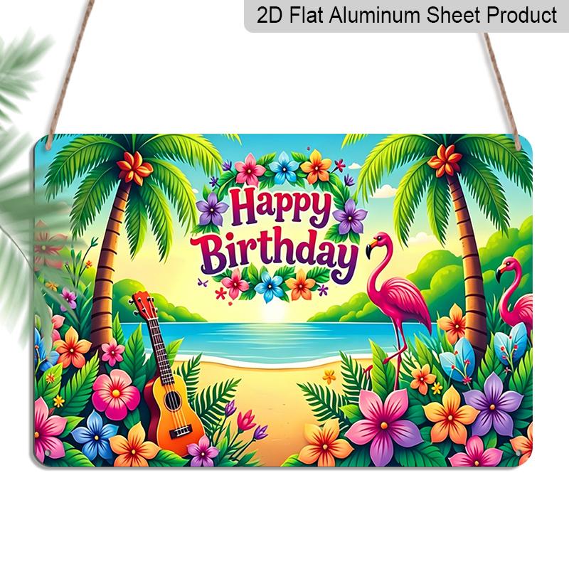 2D Flat, 1pc Happy Birthday Tropical Flamingo Aluminium Plaque Sign 12x8 Inch - Hawaiian Luau Design with Palm Trees & Guitar, Colorful Birthday 20*30cm
2D Flat, 1pc Happy Birthday Tropical Flamingo Aluminium Plaque Sign 12x8 Inch - Hawaiian Luau Design with Palm Trees & Guitar, Colorful Birthday 20*30cm