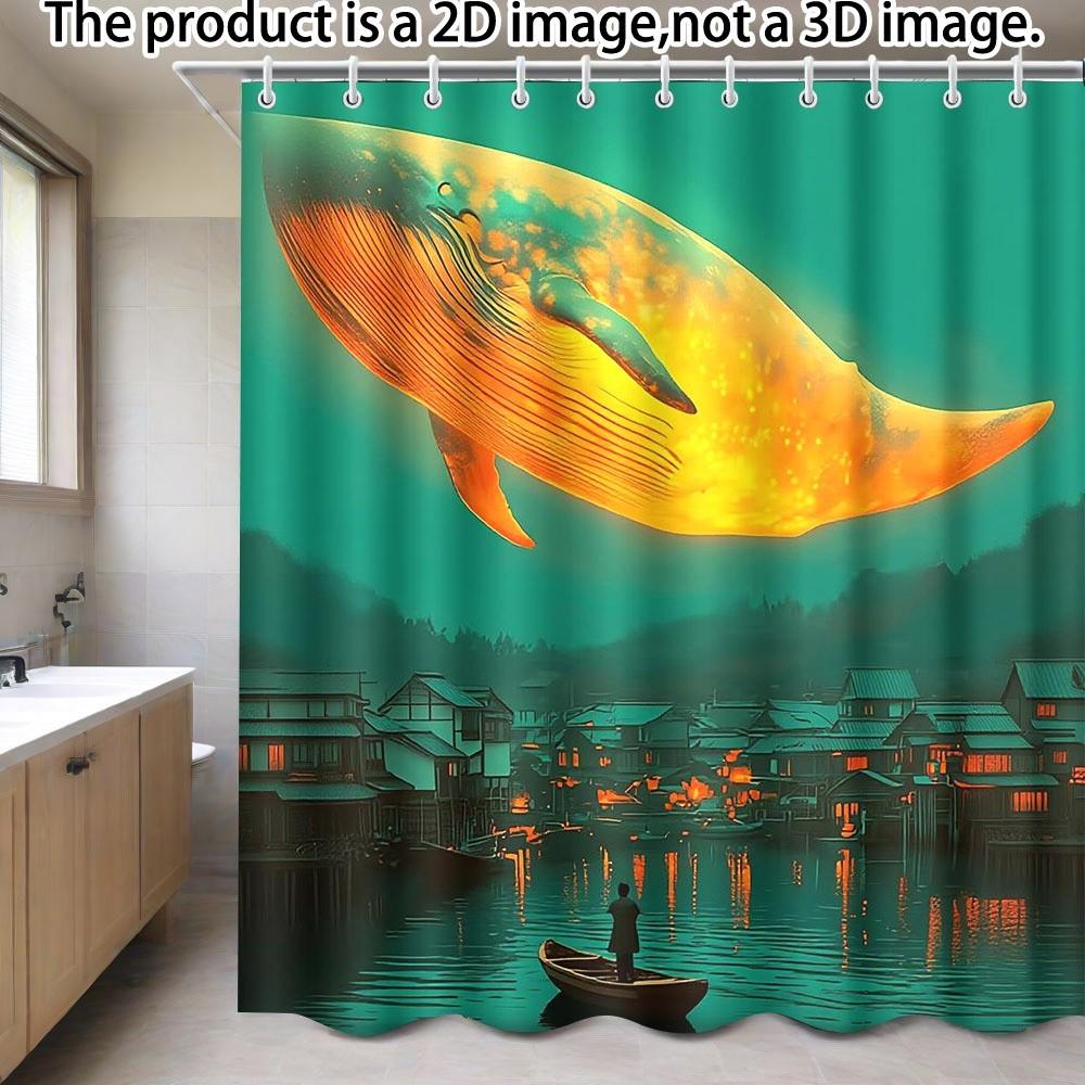 Giant Whale Floating Over Village Shower Curtain Waterproof Easy To Clean Privacy Protection Print Fantasy Art Design 12 Hooks W60H190(CM)-1 Pcs
Giant Whale Floating Over Village Shower Curtain Waterproof Easy To Clean Privacy Protection Print Fantasy Art Design 12 Hooks W60H190(CM)-1 Pcs