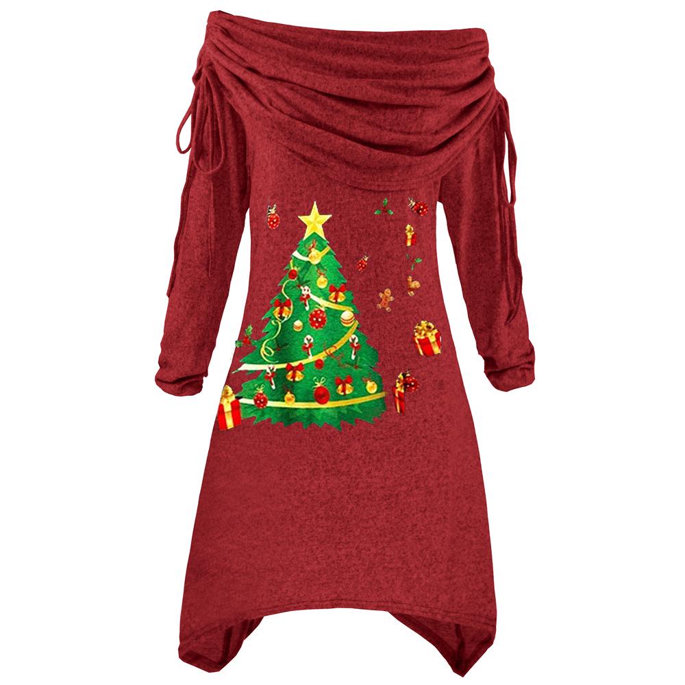 Large size women s long-sleeved Christmas tree print pleated collar irregular long drawstring autumn and winter knitted dress S красный
Large size women s long-sleeved Christmas tree print pleated collar irregular long drawstring autumn and winter knitted dress S красный