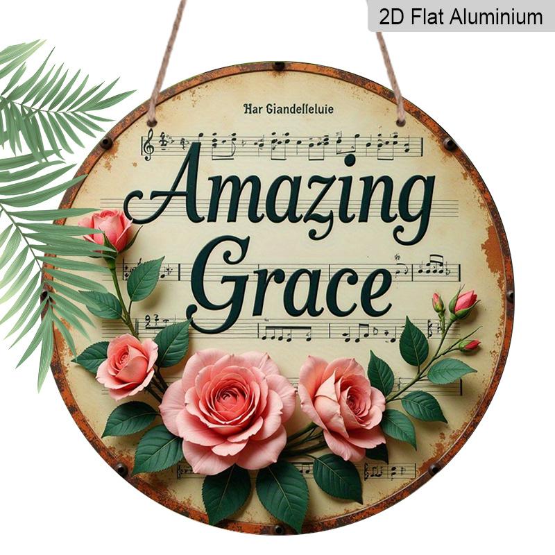 2D Flat, 1pc Round Aluminum Hanging Sign, Amazing Grace Sheet Music & Pink Rose Design, Vintage Christian Hymn Metal Sign, Perfect for 7.87*7.87inch
2D Flat, 1pc Round Aluminum Hanging Sign, Amazing Grace Sheet Music & Pink Rose Design, Vintage Christian Hymn Metal Sign, Perfect for 7.87*7.87inch