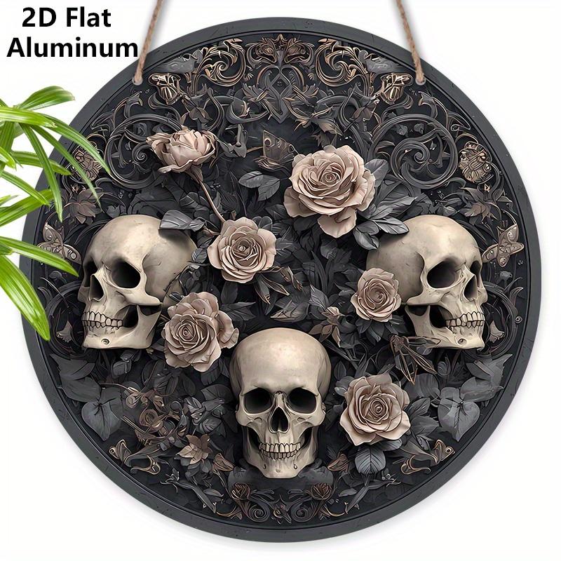 2D Flat Aluminium Retro Halloween Sign with Skeleton & Rose Pattern - Halloween Figurine Ornaments - Ideal for Front Door, Wall, Porch, Window Decor 7.87×7.87inch
2D Flat Aluminium Retro Halloween Sign with Skeleton & Rose Pattern - Halloween Figurine Ornaments - Ideal for Front Door, Wall, Porch, Window Decor 7.87×7.87inch