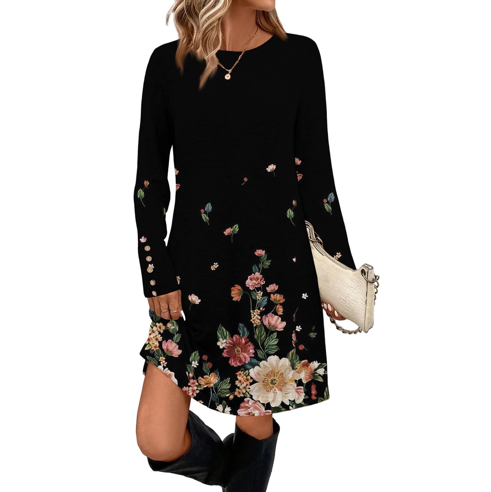 Женское модное повседневное платье с карманом, декоративными пуговицами, круглым вырезом и длинными рукавами M чёрный
Женское модное повседневное платье с карманом, декоративными пуговицами, круглым вырезом и длинными рукавами M чёрный