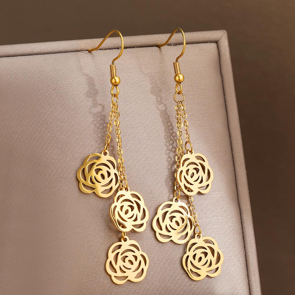 Серьги из нержавеющей стали, элегантные винтажные подвески с цветком розы, супер фея, благородные женские серьги-капли с кисточками для женщин, ювелирные изделия
Серьги из нержавеющей стали, элегантные винтажные подвески с цветком розы, супер фея, благородные женские серьги-капли с кисточками для женщин, ювелирные изделия