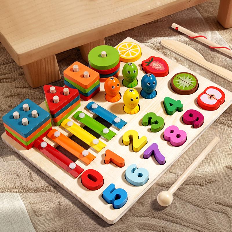 4-in-1 Educational Toy: Stacking Column, Number & Fruit Recognition, Xylophone, Shape Matching Puzzle
4-in-1 Educational Toy: Stacking Column, Number & Fruit Recognition, Xylophone, Shape Matching Puzzle