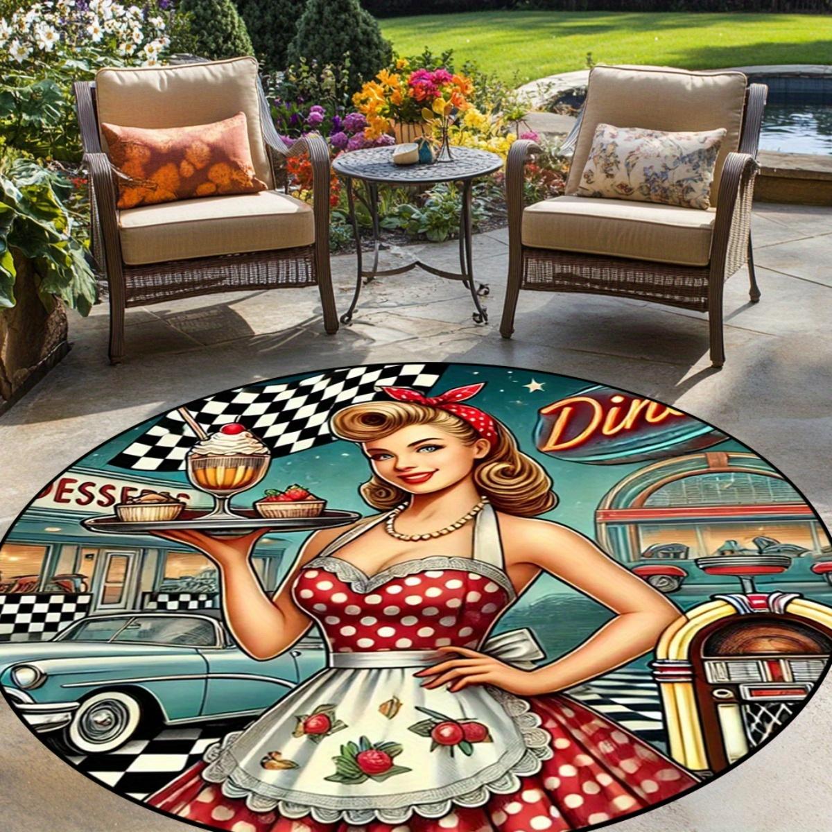 Retro Dining Print Round Area Rug, Elegant Non Slip Floor Mat for Living Room Bedroom and Patio, Summer Holiday Home Decor Gift Diameter 60cm
Retro Dining Print Round Area Rug, Elegant Non Slip Floor Mat for Living Room Bedroom and Patio, Summer Holiday Home Decor Gift Diameter 60cm