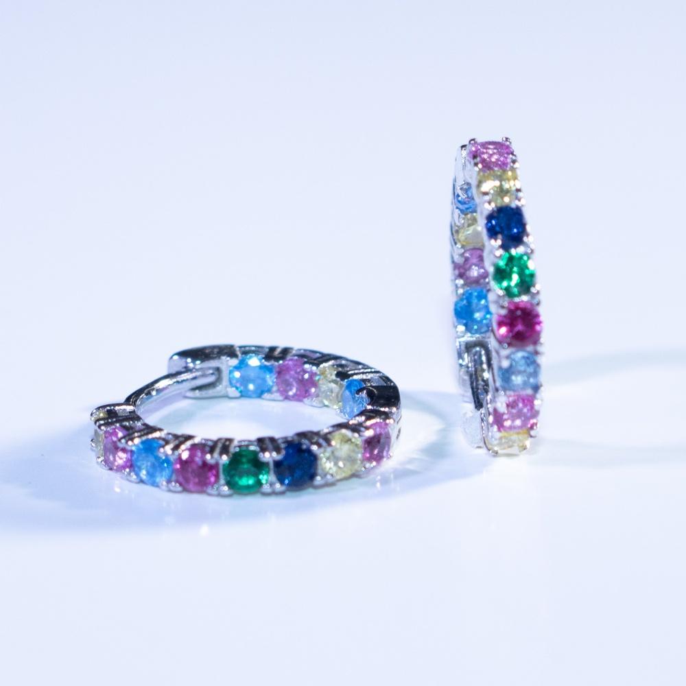 Серьги-кольца из серебра 925 пробы с разноцветным цирконием, радужные кубические цирконии 2 мм
Серьги-кольца из серебра 925 пробы с разноцветным цирконием, радужные кубические цирконии 2 мм