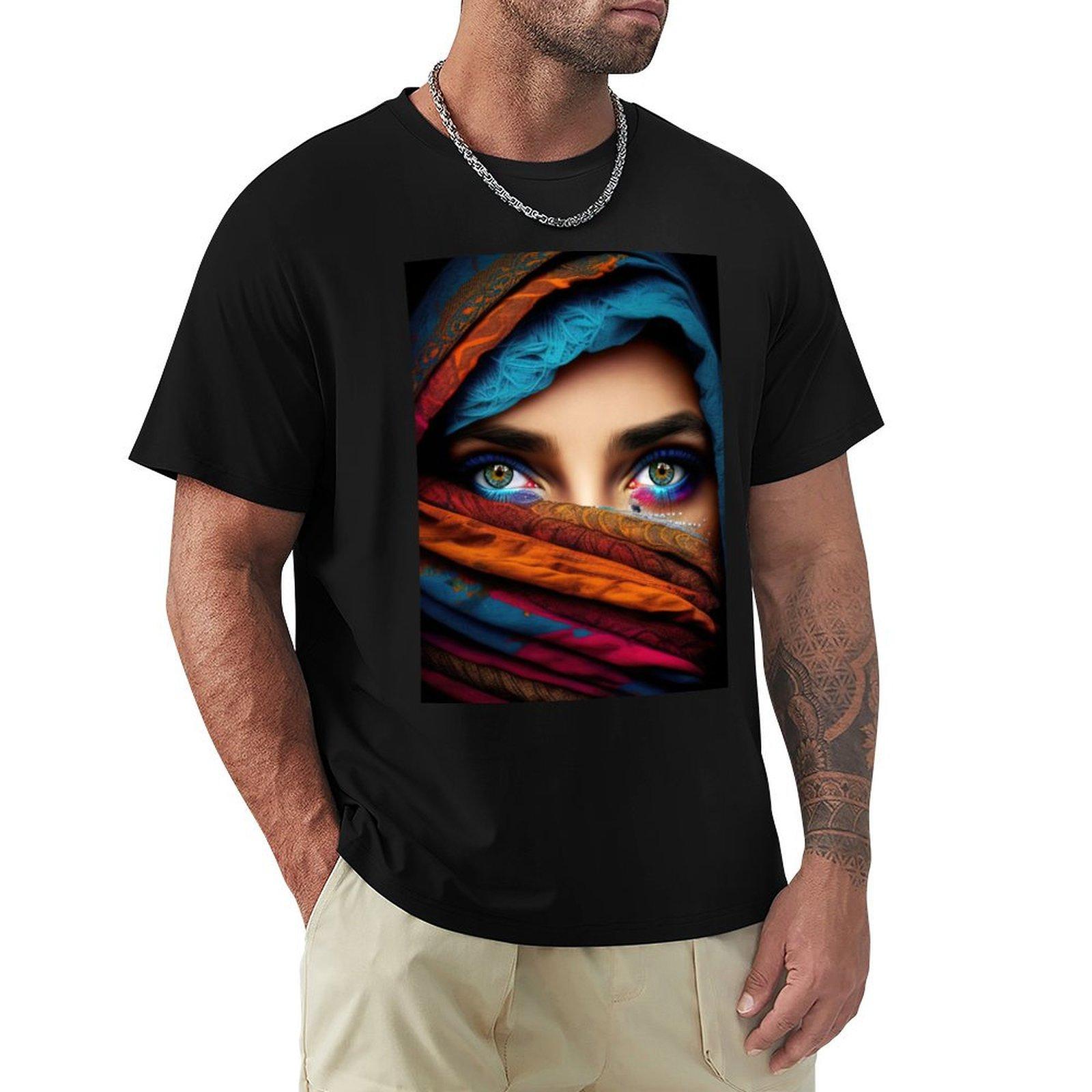 Arabian woman with beautiful eyes and colorful veil TShirt summer tops cotton graphic tees black tshirts for men 4XL
Arabian woman with beautiful eyes and colorful veil TShirt summer tops cotton graphic tees black tshirts for men 4XL