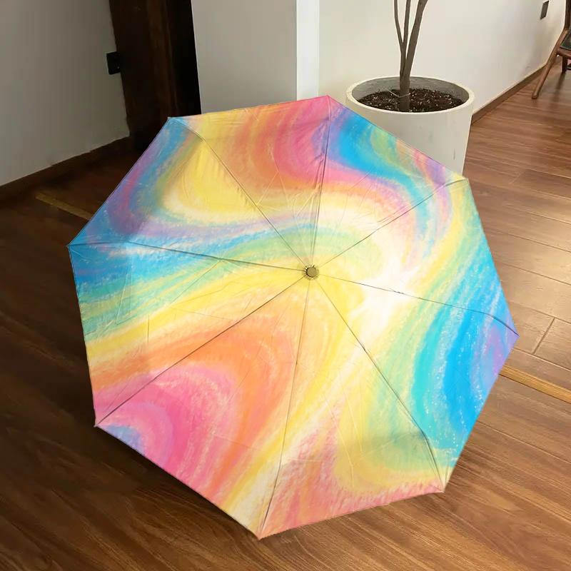 Rainbow Swirl Automatic Opening Folding Umbrella with 8 Rib Iron Frame Portable Design for Outdoor Use,Festive Gift,Travel,Daily Use112
Rainbow Swirl Automatic Opening Folding Umbrella with 8 Rib Iron Frame Portable Design for Outdoor Use,Festive Gift,Travel,Daily Use112