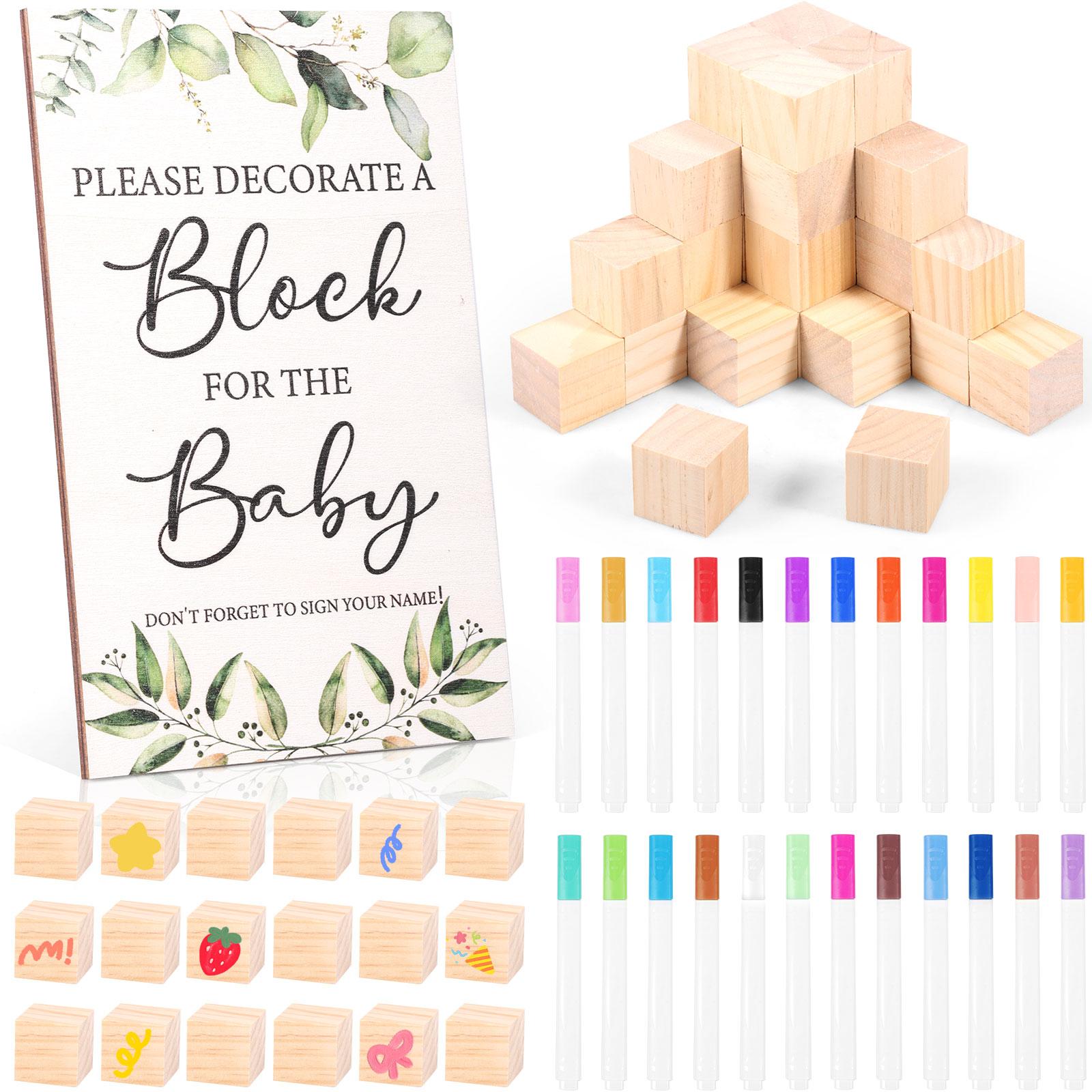 78Pcs Fun Baby Shower Games Sign Kit DIY Baby Shower Blocks to Decorate Game Kit with 52 Wooden Blocks 24 Markers for Gender
78Pcs Fun Baby Shower Games Sign Kit DIY Baby Shower Blocks to Decorate Game Kit with 52 Wooden Blocks 24 Markers for Gender