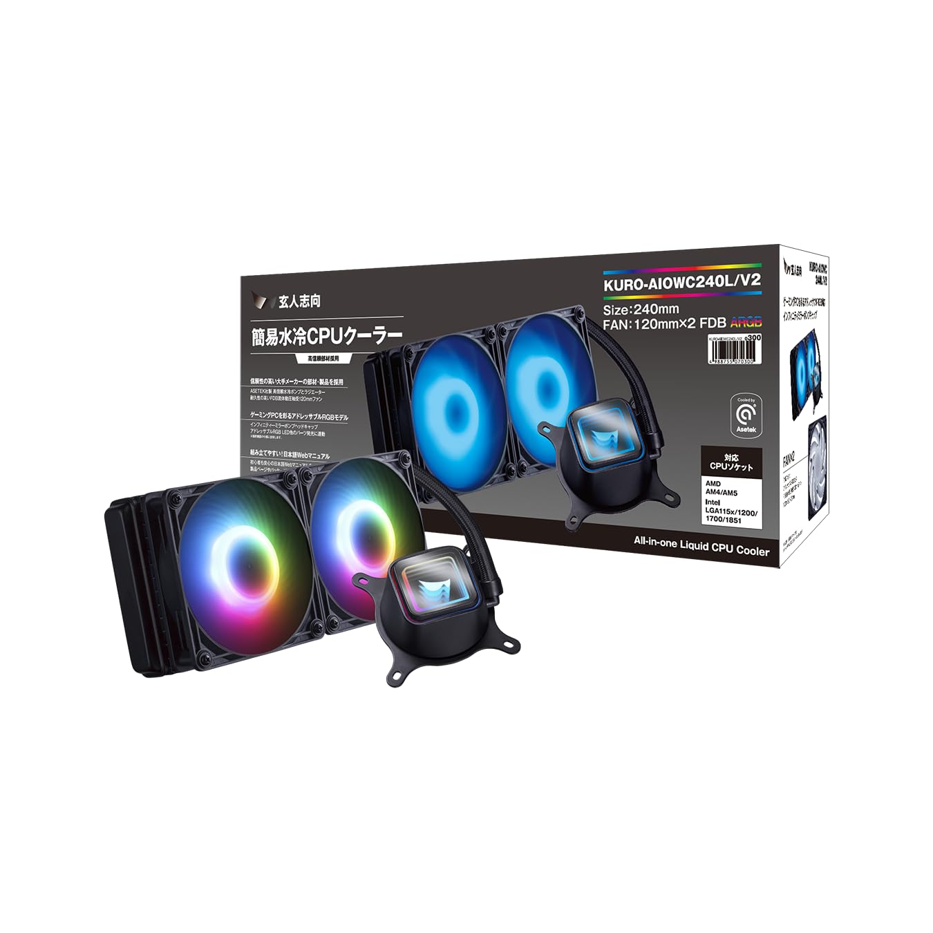 Kuroutoshikou CPU Cooler LED Model 240mm x 120mm PWM with ASETEK Radiator Water-cooled (2 Fans) KURO-AIOWC240L/V2
Kuroutoshikou CPU Cooler LED Model 240mm x 120mm PWM with ASETEK Radiator Water-cooled (2 Fans) KURO-AIOWC240L/V2