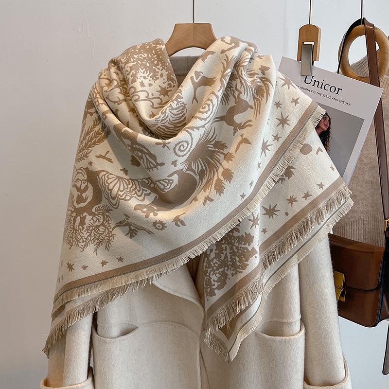 Winter Cashmere Scarf For Women - Retro Printed Shawl With Tassels Warm Pashmina Wrap & Bandana Poncho
Winter Cashmere Scarf For Women - Retro Printed Shawl With Tassels Warm Pashmina Wrap & Bandana Poncho