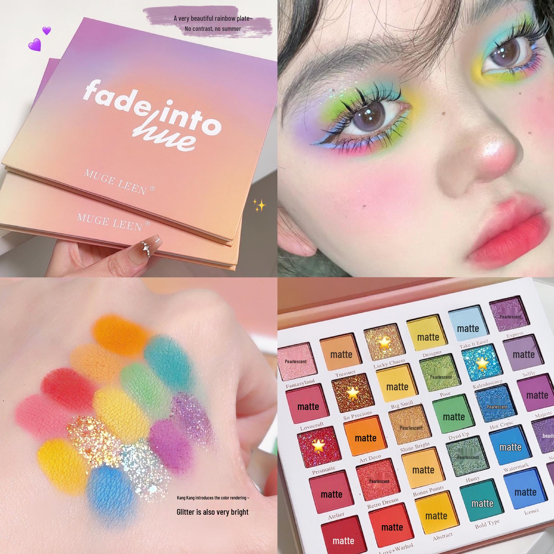 MUGE LEEN 30-Color Rainbow Eyeshadow Palette: Shimmer, Matte & Glitter for Stage Makeup
MUGE LEEN 30-Color Rainbow Eyeshadow Palette: Shimmer, Matte & Glitter for Stage Makeup