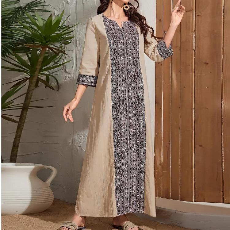 Printed Women Muslim Dresses Middle Sleeve Kaftan for Spring Summer XL чорний
Printed Women Muslim Dresses Middle Sleeve Kaftan for Spring Summer XL чорний