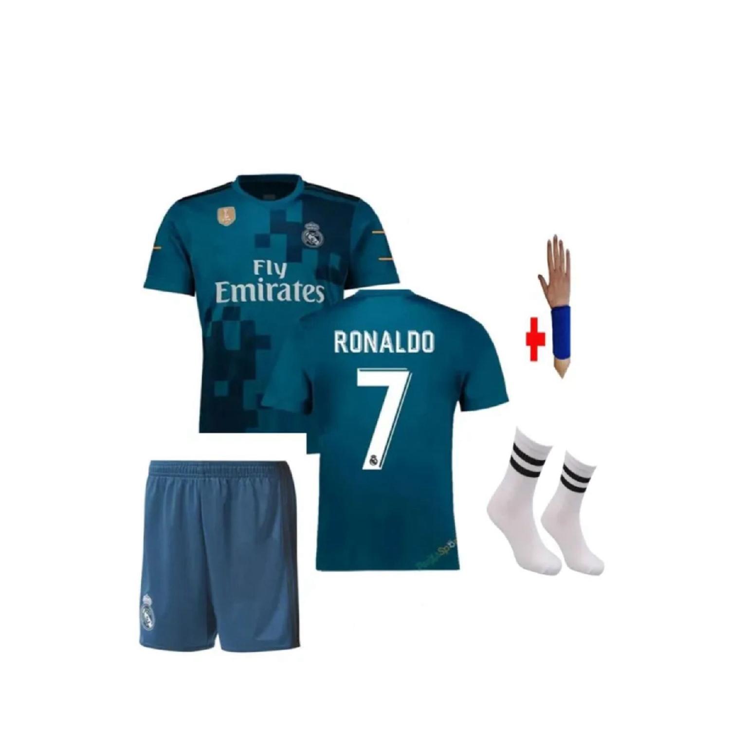 Комплект из 4 бирюзовых детских футбольных майок Real Madrid Cristiano Ronaldo сезона 2017/18 бирюзового цвета
Комплект из 4 бирюзовых детских футбольных майок Real Madrid Cristiano Ronaldo сезона 2017/18 бирюзового цвета
