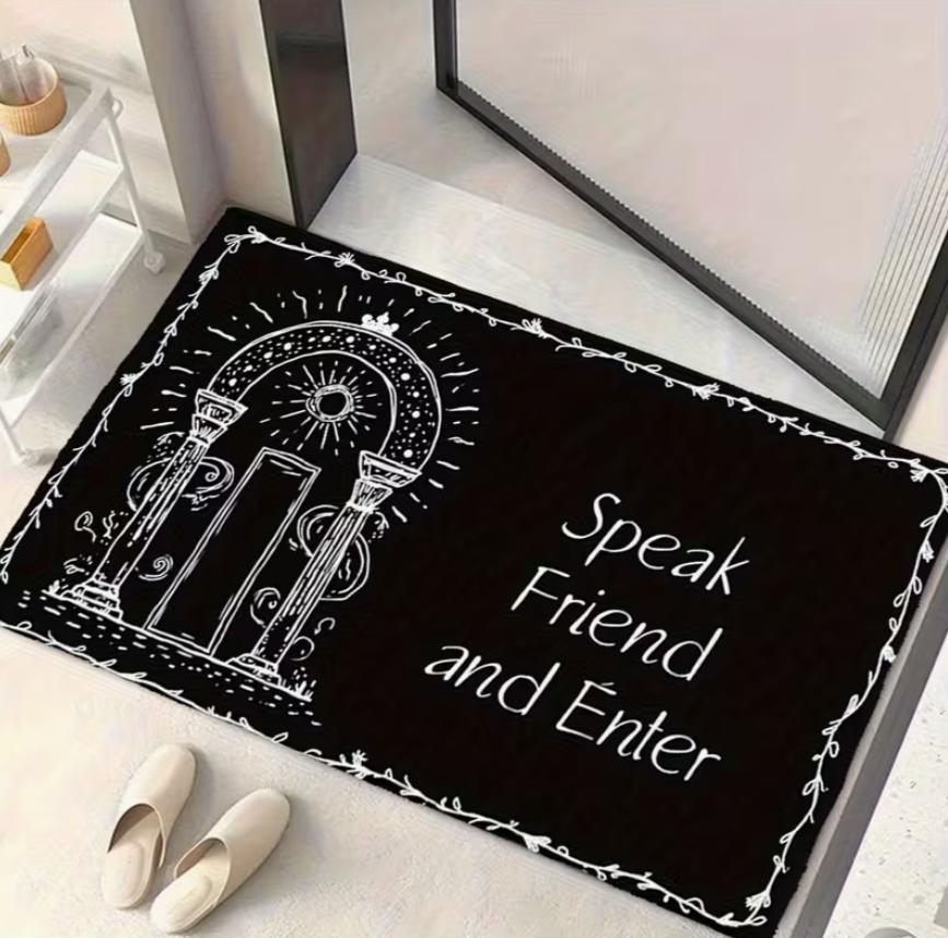 Vintage Style Floor Mat Speak Friend and Enter Slogan Anti Slip Capet Living Room Bedroomoffice Area Carpet Home Decoration Rug 40cm x 60cm
Vintage Style Floor Mat Speak Friend and Enter Slogan Anti Slip Capet Living Room Bedroomoffice Area Carpet Home Decoration Rug 40cm x 60cm