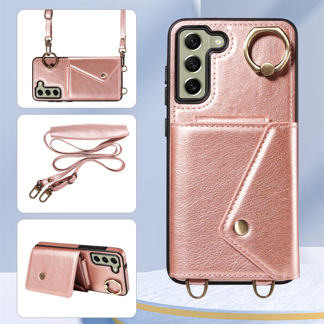 Для Samsung Galaxy S21 FE 5G (Не применимо к Galaxy S21) Плечевой ремень, кольцо, кронштейн, держатель для карт, слоты, чехол для телефона с узором личи Samsung Galaxy S21 FE 5G розового золота
Для Samsung Galaxy S21 FE 5G (Не применимо к Galaxy S21) Плечевой ремень, кольцо, кронштейн, держатель для карт, слоты, чехол для телефона с узором личи Samsung Galaxy S21 FE 5G розового золота