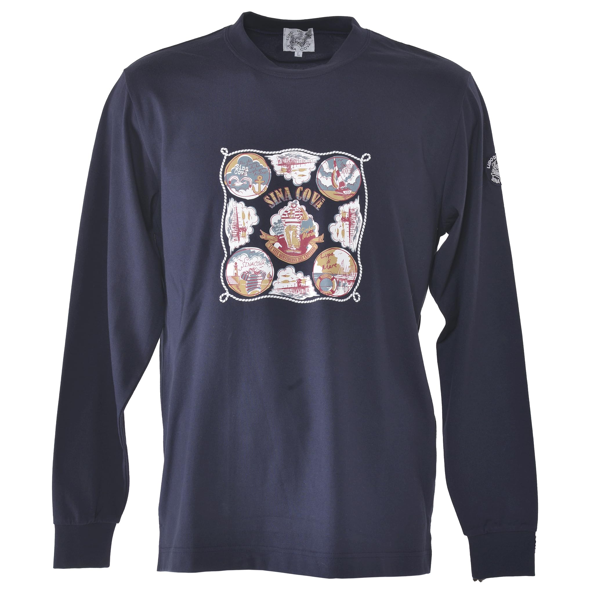 Sinacova Men s Long Sleeve T-Shirt, 100% Cotton Jersey, Ribbed Sleeves, Anchor Print, Navy, Size LL, 24220010
Sinacova Men s Long Sleeve T-Shirt, 100% Cotton Jersey, Ribbed Sleeves, Anchor Print, Navy, Size LL, 24220010