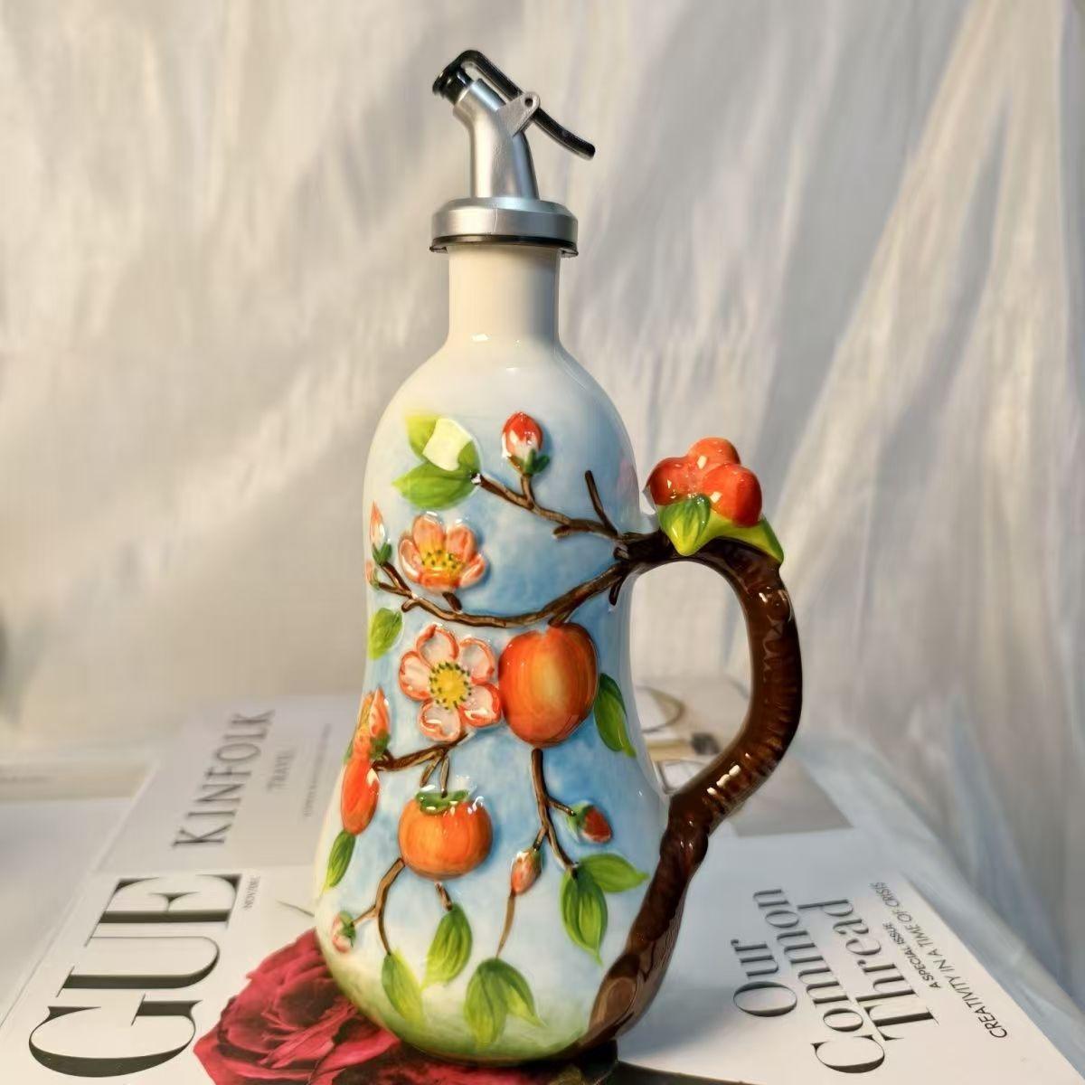 Relief Cherry Seasoning Pot,underglaze Ceramic Household Kitchen Storage Utensils,vinegar Pot,oil Bottle Material Wine Pot
Relief Cherry Seasoning Pot,underglaze Ceramic Household Kitchen Storage Utensils,vinegar Pot,oil Bottle Material Wine Pot