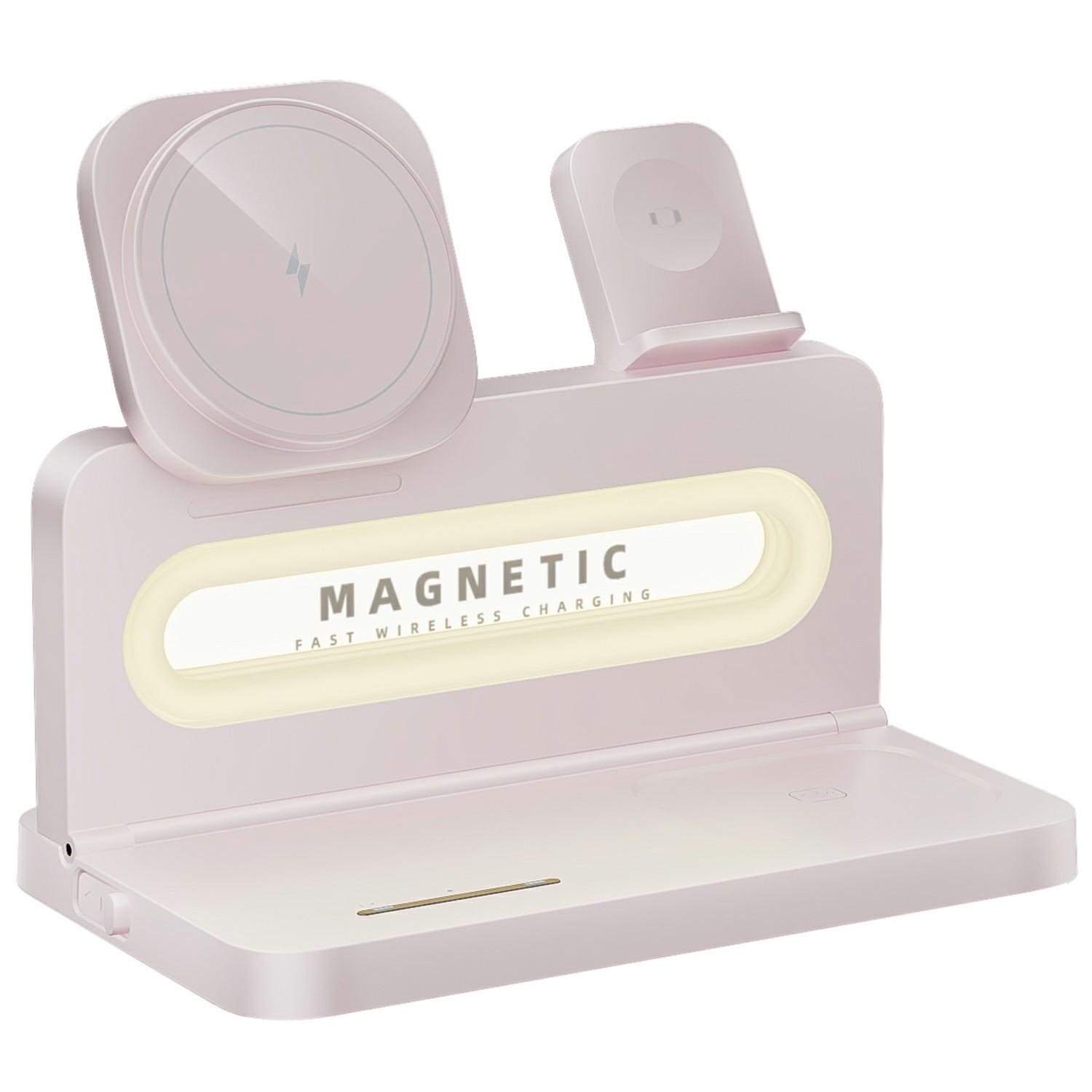 HT-539 Desktop Night Light 15W Magnetic Foldable Phone Watch Earphone Wireless Charger Pink
HT-539 Desktop Night Light 15W Magnetic Foldable Phone Watch Earphone Wireless Charger Pink