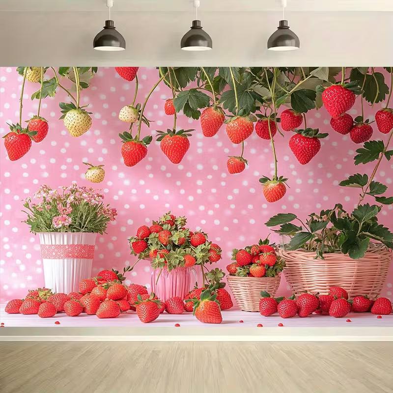 Pink Polka Dot Strawberry Backdrop with Potted Plants & Wicker Baskets 47.2x31.5inch/120*80cm
Pink Polka Dot Strawberry Backdrop with Potted Plants & Wicker Baskets 47.2x31.5inch/120*80cm