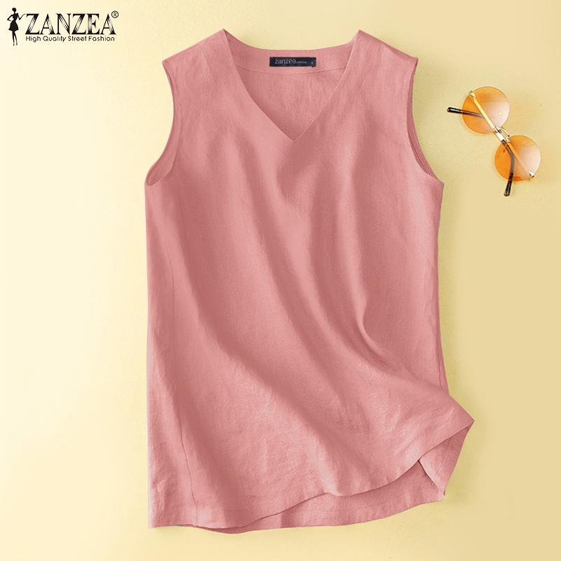ZANZEA Летние повседневные хлопковые майки без рукавов с v-образным вырезом 
ZANZEA Летние повседневные хлопковые майки без рукавов с v-образным вырезом