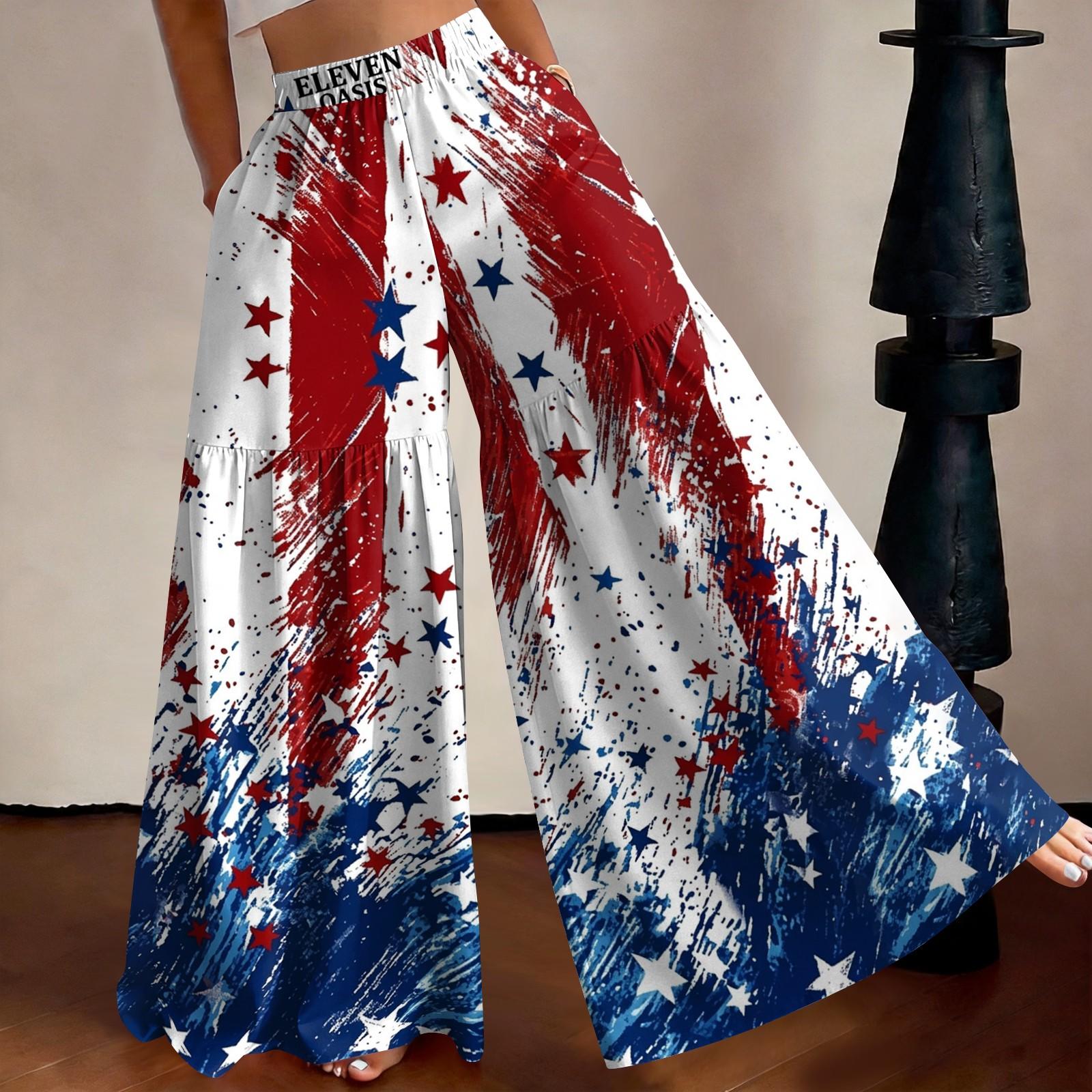 Women High Waist Wide Leg Pants Loose Fit Lightweight Flowing Fabric Casual Long Trousers with Independence Day Themed Print for Everyday Wear XXL
Women High Waist Wide Leg Pants Loose Fit Lightweight Flowing Fabric Casual Long Trousers with Independence Day Themed Print for Everyday Wear XXL