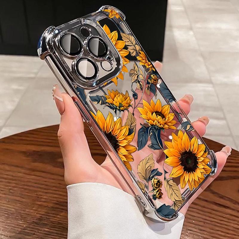 Sunflower Electroplated Airbag Transparent Phone Case For iPhone 16 Pro Max 15 14 Plus 13 12 11 17 Air 16E Anti-Fall Cover iPhone17 Pro
Sunflower Electroplated Airbag Transparent Phone Case For iPhone 16 Pro Max 15 14 Plus 13 12 11 17 Air 16E Anti-Fall Cover iPhone17 Pro