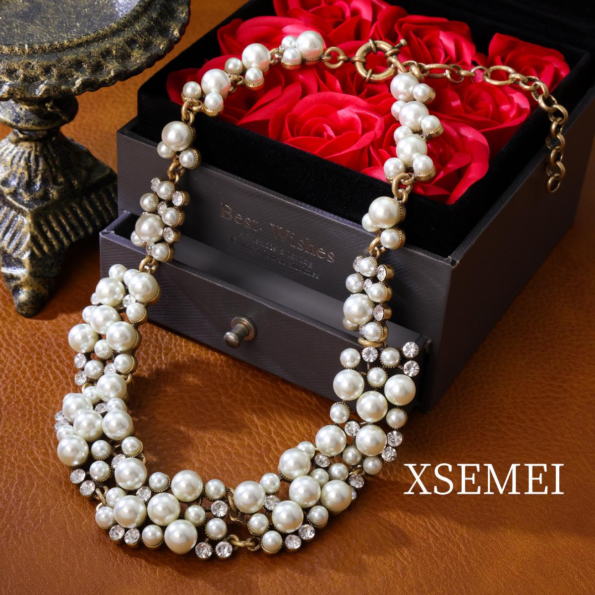 Винтажное жемчужное нишевое изделие Цепочка-косточка Ожерелье Свадебные аксессуары Темпераментная шейная цепочка Цепочка для ключицы