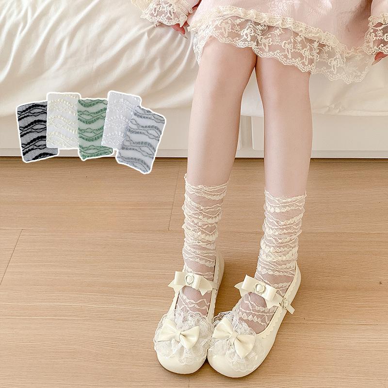 Spring and Summer Thin Lolita Lace Mid-calf Stockings for Women, Horizontal Stripes White Trendy Long Stockings 1 pair чорний
Spring and Summer Thin Lolita Lace Mid-calf Stockings for Women, Horizontal Stripes White Trendy Long Stockings 1 pair чорний