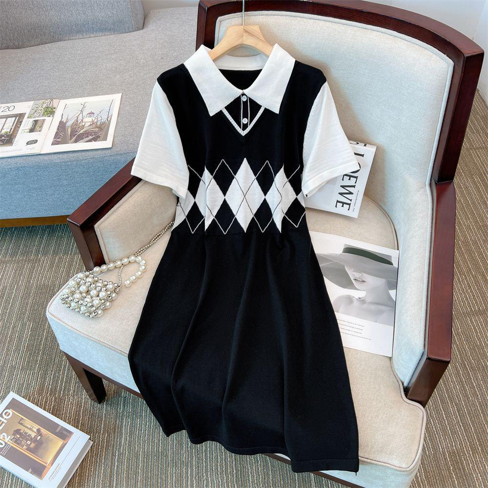 2026 Summer Short Sleeve Knit Dress: Women’s POLO Collar Plaid Two-Piece Design S for under 98 lbs чёрный
2026 Summer Short Sleeve Knit Dress: Women’s POLO Collar Plaid Two-Piece Design S for under 98 lbs чёрный