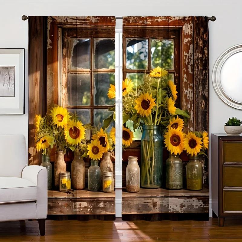 Sunflower Printed Curtain, Rod Pocket Window Treatment For Bedroom Office Kitchen Living Area Study Home Decor Quality W65X60H(cm)X2Pcs&Grommet Top
Sunflower Printed Curtain, Rod Pocket Window Treatment For Bedroom Office Kitchen Living Area Study Home Decor Quality W65X60H(cm)X2Pcs&Grommet Top