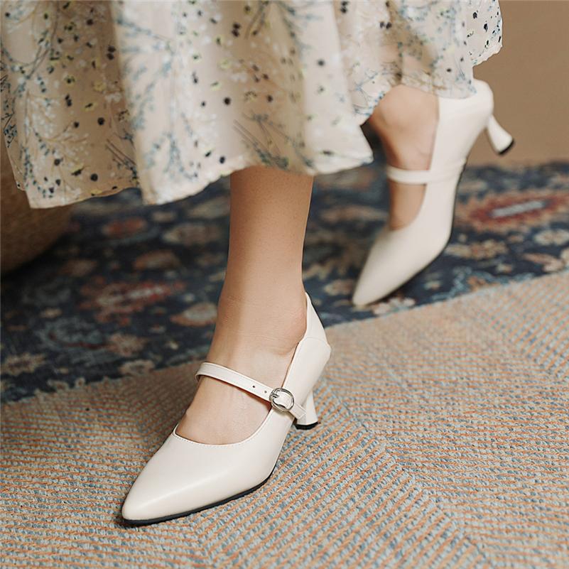 Meotina Туфли Мэри Джейн, женские туфли-лодочки из искусственной кожи на тонком каблуке, элегантная обувь с пряжкой и острым носком, на среднем каблуке, красные, розовые, весна 2022, 46 33 бежевый 
Meotina Туфли Мэри Джейн, женские туфли-лодочки из искусственной кожи на тонком каблуке, элегантная обувь с пряжкой и острым носком, на среднем каблуке, красные, розовые, весна 2022, 46 33 бежевый