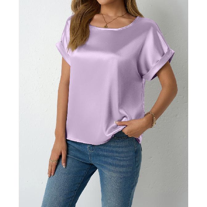 Women s Spring/Summer New Short-Sleeve Satin Shirt Loose Satin T-Shirt for Women XXL лаванда фіолетовий колір
Women s Spring/Summer New Short-Sleeve Satin Shirt Loose Satin T-Shirt for Women XXL лаванда фіолетовий колір