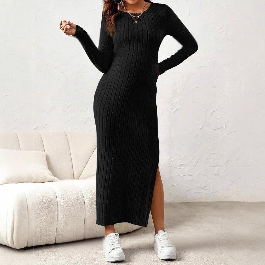 Fashion Maternity Ribbed Maxi Dress Long Sleeve Bodycon Side Slit Pregnancy Dress S чорний
Fashion Maternity Ribbed Maxi Dress Long Sleeve Bodycon Side Slit Pregnancy Dress S чорний