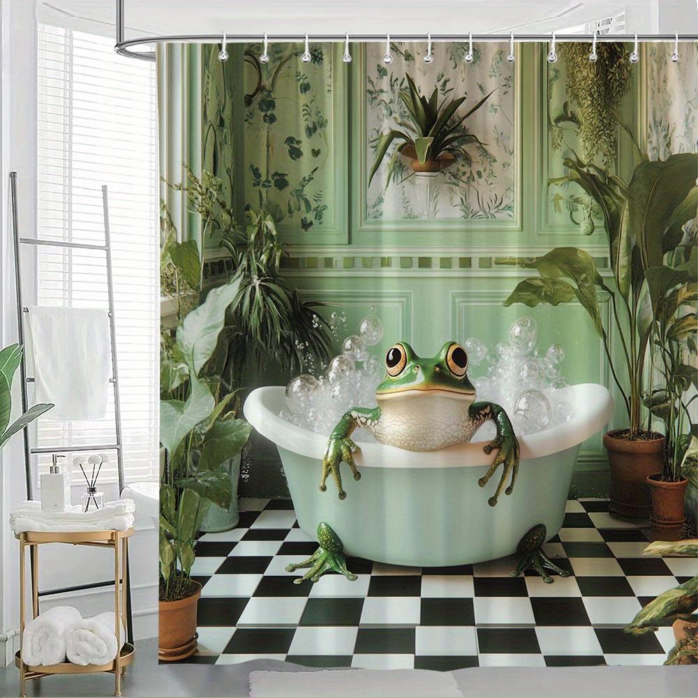 1Pc Green Frog In Mint Clawfoot Bathtub Shower Curtain - Cozy Vintage Bathroom With Bubbles, Lush Plants & Botanical Prints W60H190(CM)-1 Pcs
1Pc Green Frog In Mint Clawfoot Bathtub Shower Curtain - Cozy Vintage Bathroom With Bubbles, Lush Plants & Botanical Prints W60H190(CM)-1 Pcs