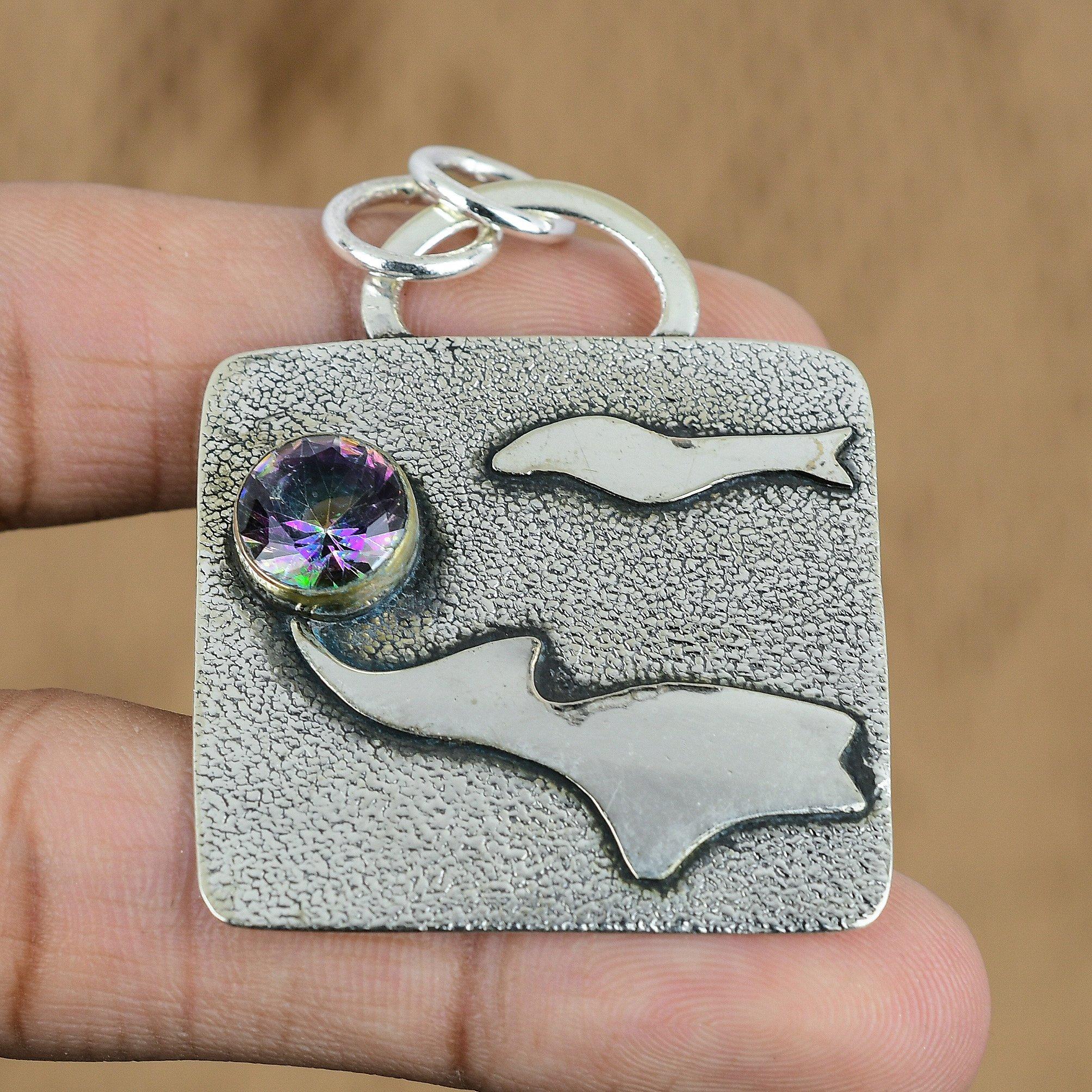 Round Rainbow Mystic Topaz Stone Handcrafted Wedding Pendant Jewelry 925 Silver
Round Rainbow Mystic Topaz Stone Handcrafted Wedding Pendant Jewelry 925 Silver