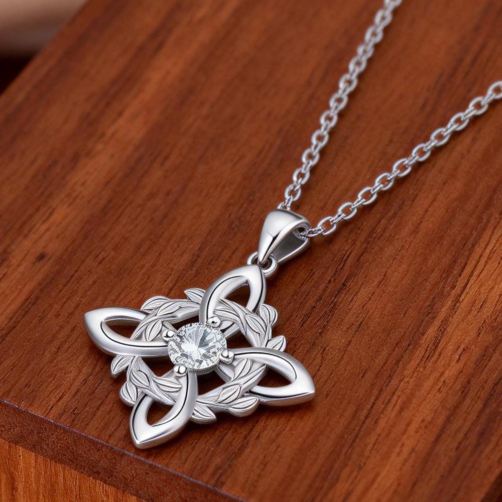 925 Thai Silver Classic Witch Knot Necklace With Zircons Trinity Knot Good Luck Charm Wiccan Symbol Protection Jewelry White
925 Thai Silver Classic Witch Knot Necklace With Zircons Trinity Knot Good Luck Charm Wiccan Symbol Protection Jewelry White