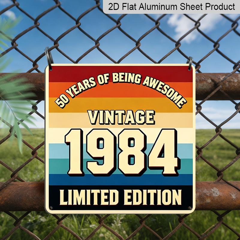 2D Flat - 1pc, Vintage Metal Aluminum Sign, Retro Sign From 1984, Classic Style, Present for Partners or Parents, Suitable for Garden, Garage, Gym 20*20cm
2D Flat - 1pc, Vintage Metal Aluminum Sign, Retro Sign From 1984, Classic Style, Present for Partners or Parents, Suitable for Garden, Garage, Gym 20*20cm