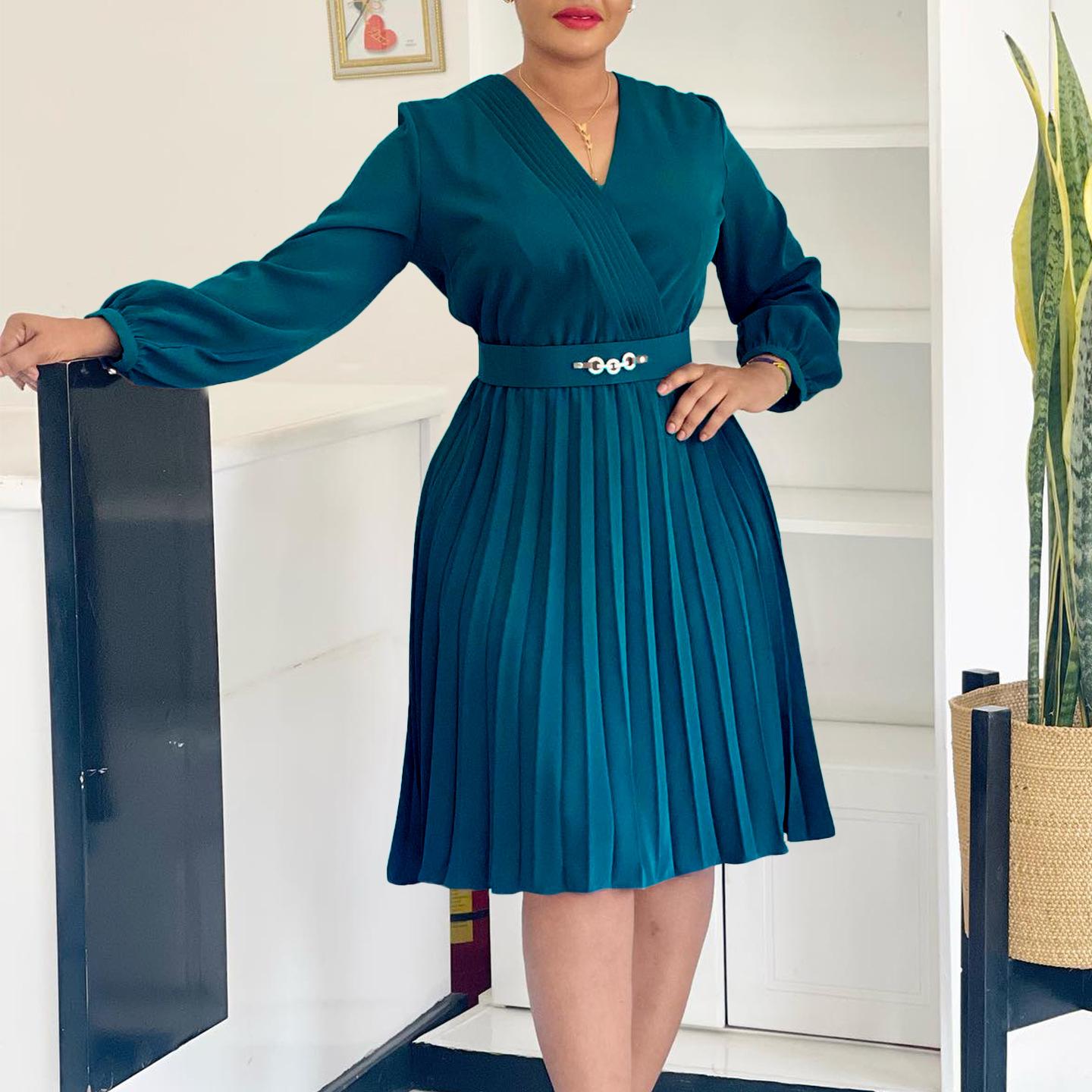 Весенние женские темпераментные платья с V-образным вырезом и высокой талией, с плиссировкой XXXL темно-зеленого
Весенние женские темпераментные платья с V-образным вырезом и высокой талией, с плиссировкой XXXL темно-зеленого