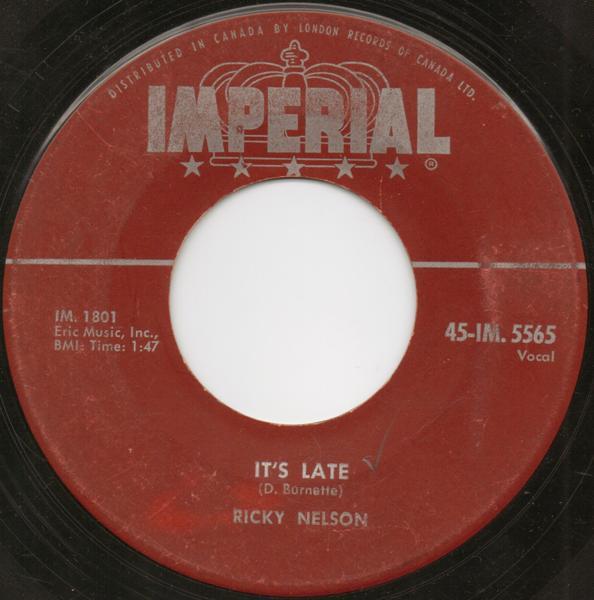 7-дюймовая пластинка RICKY NELSON Its Late Never Be Anyone Else Bu 45IM5565 Imperial 1959 Канада Рок Б/у
7-дюймовая пластинка RICKY NELSON Its Late Never Be Anyone Else Bu 45IM5565 Imperial 1959 Канада Рок Б/у